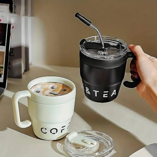 Stainless Steel Coffee Mug with Straw (480ml) Pepadia Online Shop