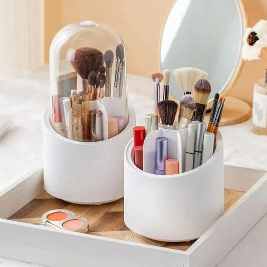 360 Capsol Degree Rotating Makeup Brush Holders, with lid clear makeup brush organizer holder